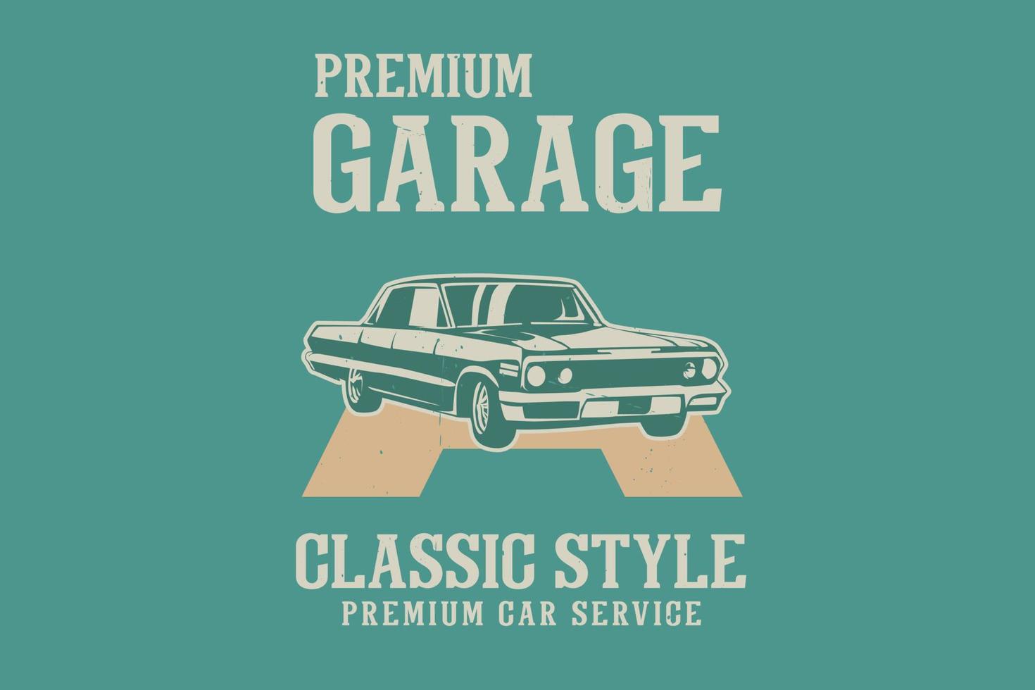 premium garage klassieke stijl premium autoservice silhouet ontwerp vector