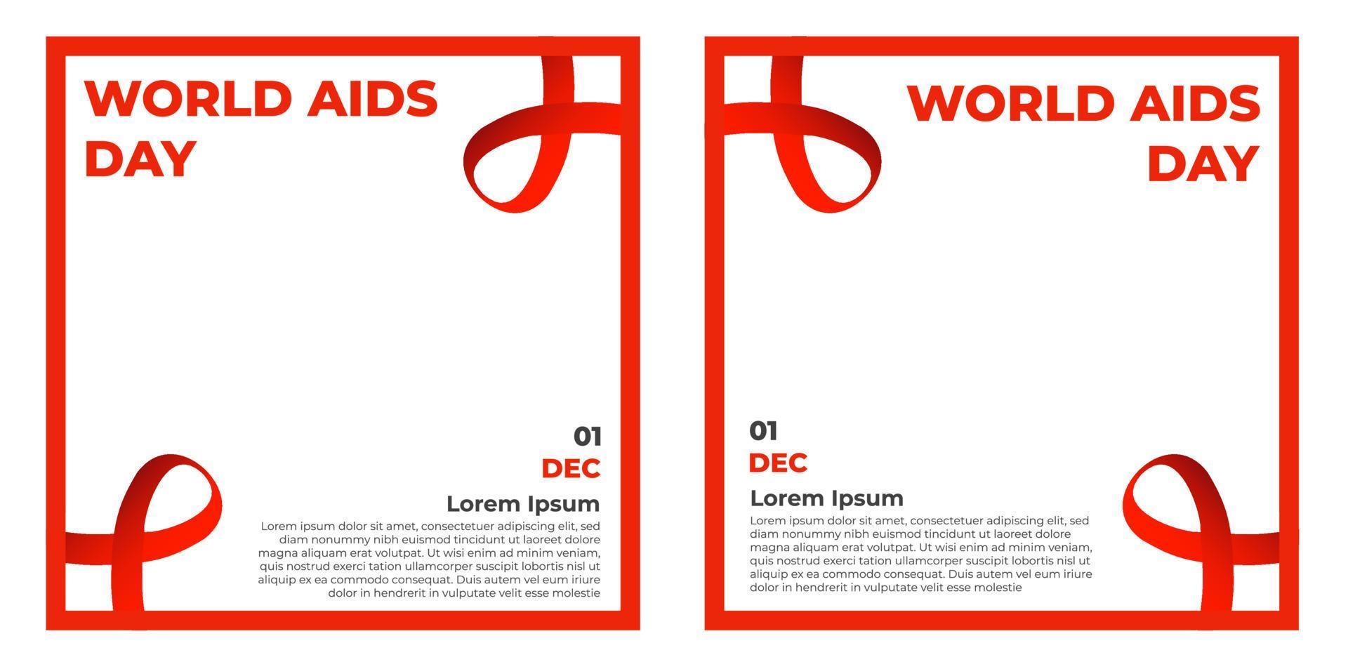 set van wereld aids dag social media post. vector