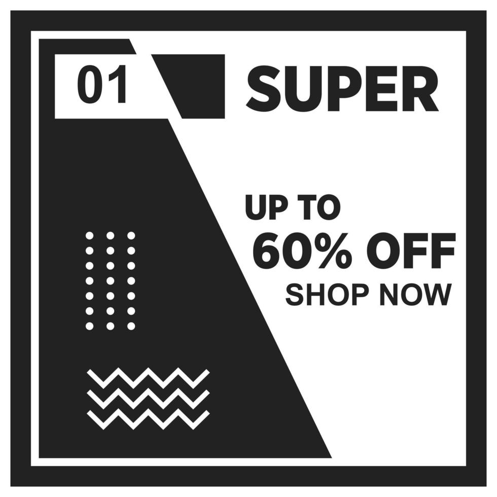 zwart-wit super sale banner, poster, achtergrondontwerp vector