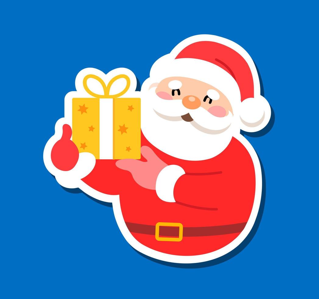 kerstman met een doos met geschenken. vector illustratie