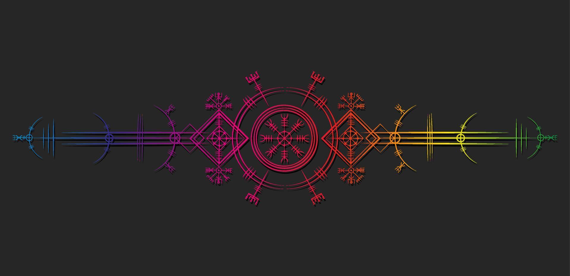 magische oude viking art deco, vegvisir magisch navigatiekompas oud. de Vikingen gebruikten veel symbolen in overeenstemming met de Noorse mythologie, die veel werd gebruikt in de Vikingsamenleving. logo pictogram Wicca esoterisch teken vector