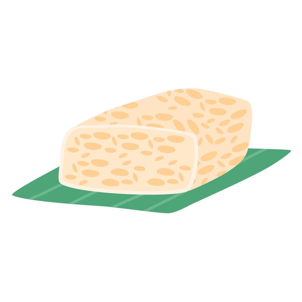 tempe of tempeh gewikkeld in bananenblad vector