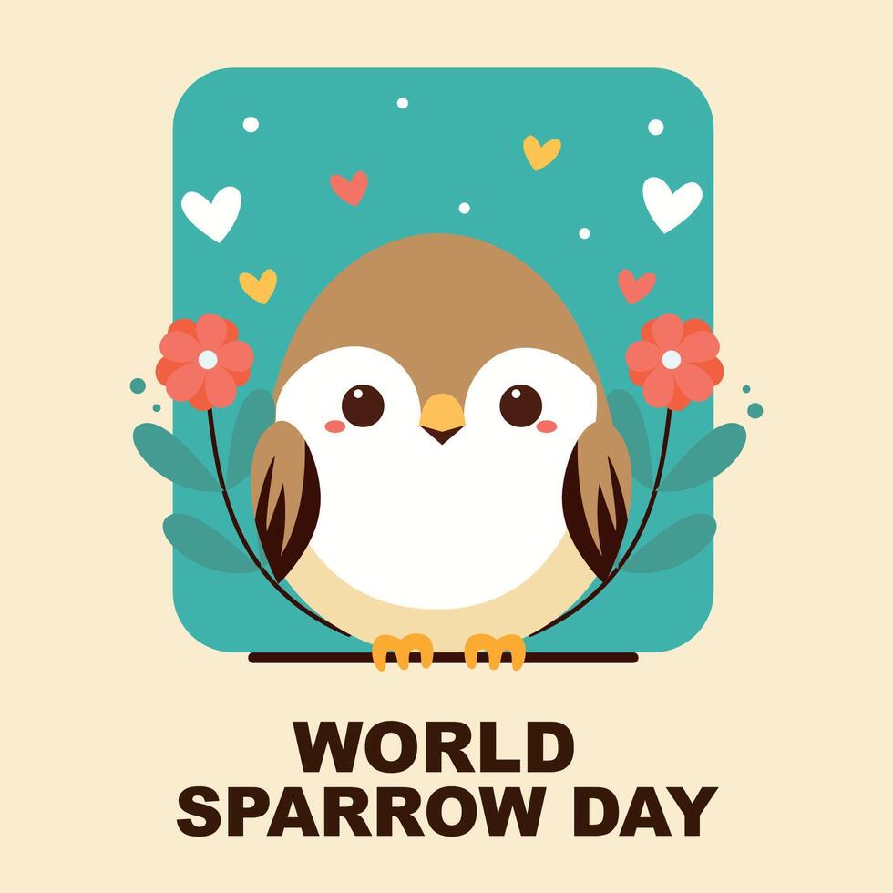 wereld mus dag. schattig hand- getrokken vogel met bloemen. vector illustratie