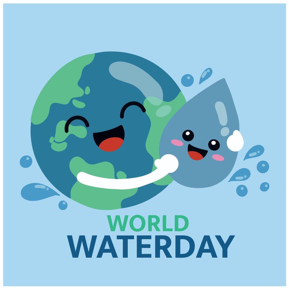 tekenfilm illustratie wereld water dag vector ontwerp