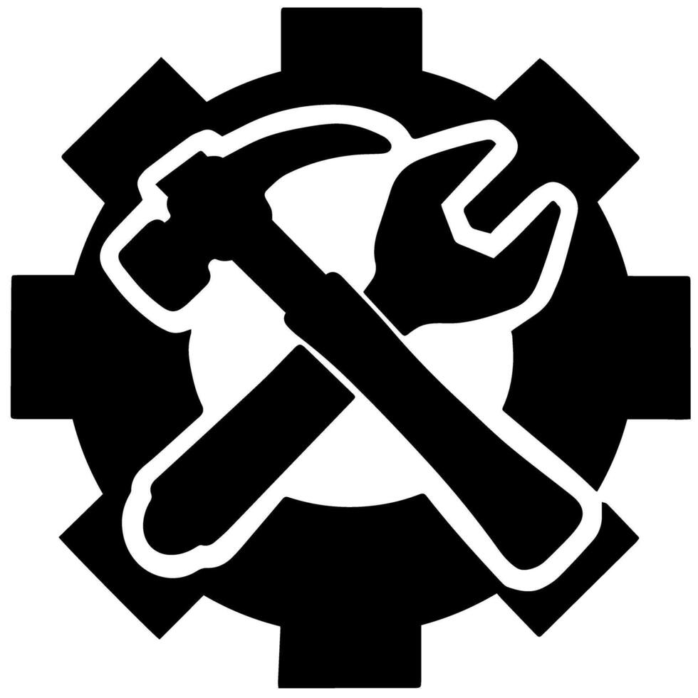 vector instellingen icoon met hamer en moersleutel geïsoleerd Aan wit achtergrond illustratie