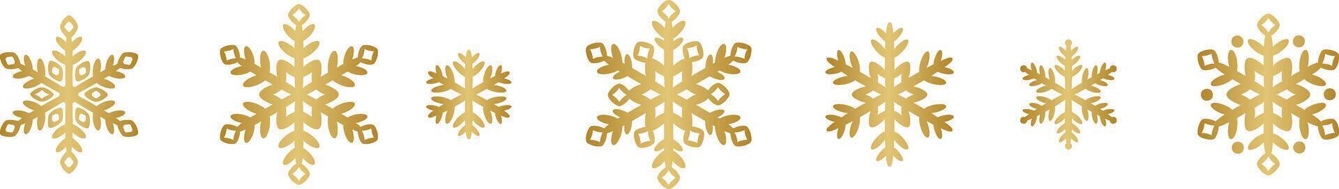 gouden helling sneeuwvlok element, hand- getrokken sneeuw symbool verzameling, elegant winter decoratie vector