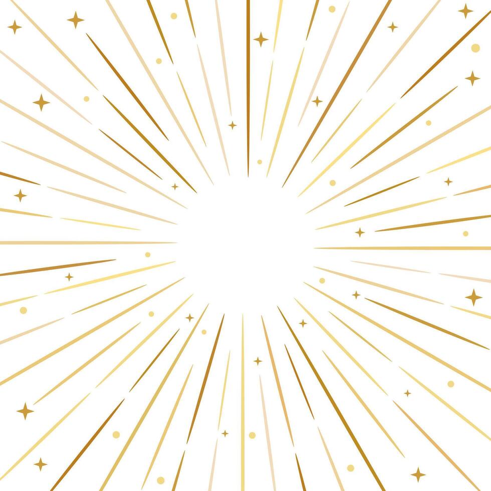 goud zonnestraal vector achtergrond, zonnestraal ontwerp met sterren, starburst kader, elegant klem kunst illustratie, geïsoleerd behang