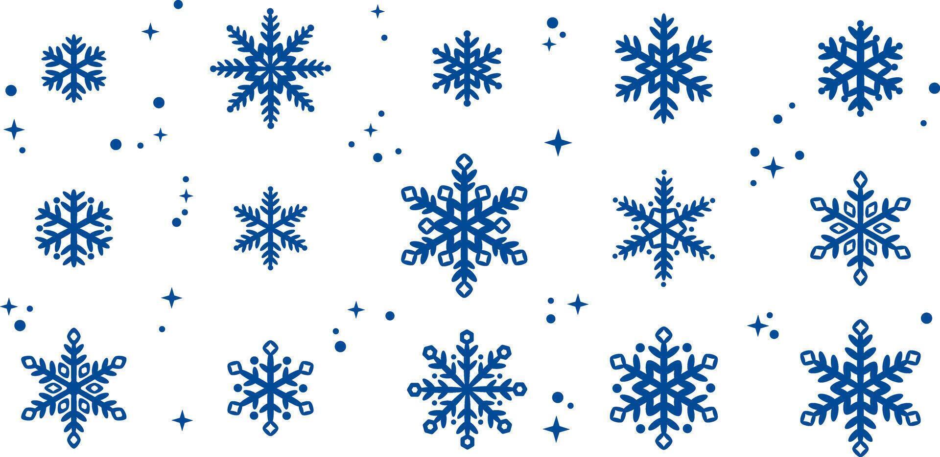 blauw sneeuwvlok vector klem kunst illustratie voor winter viering met sterren, elegant hand- getrokken elementen, geïsoleerd