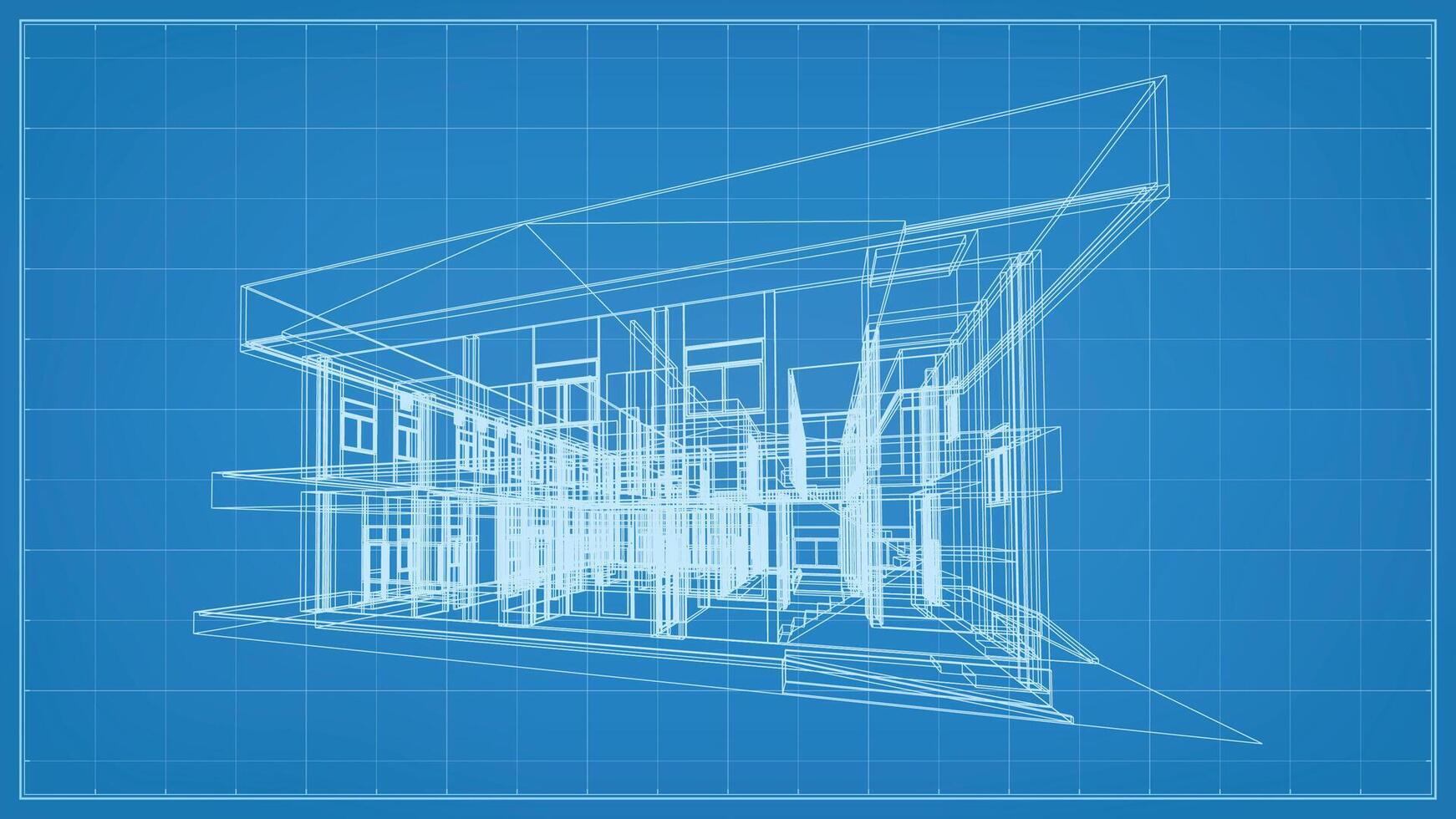 3d perspectief geven van wireframe bouwkundig bouw. 3d gebouw draadframe. vector. vector