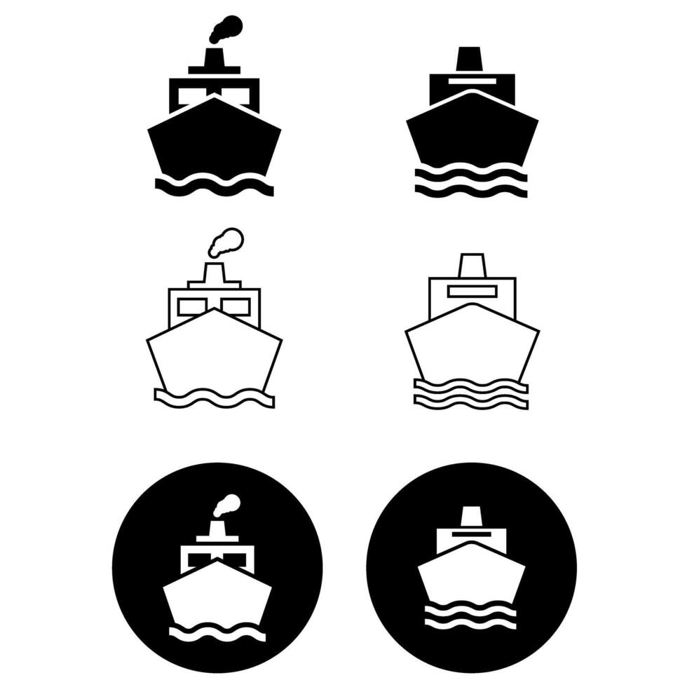 schip icoon vector set. Verzending illustratie teken verzameling. zee haven symbool of logo. vracht vervoer markering.