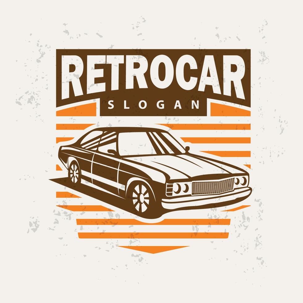 klassiek auto logo ontwerp insigne postzegel vector voertuig spier auto oud wijnoogst retro sjabloon illustratie