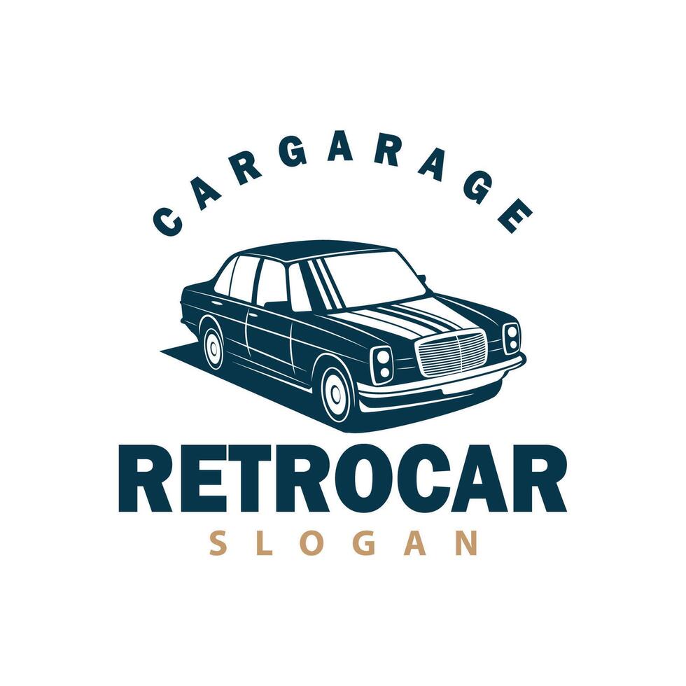 klassiek auto logo ontwerp insigne postzegel vector voertuig spier auto oud wijnoogst retro sjabloon illustratie