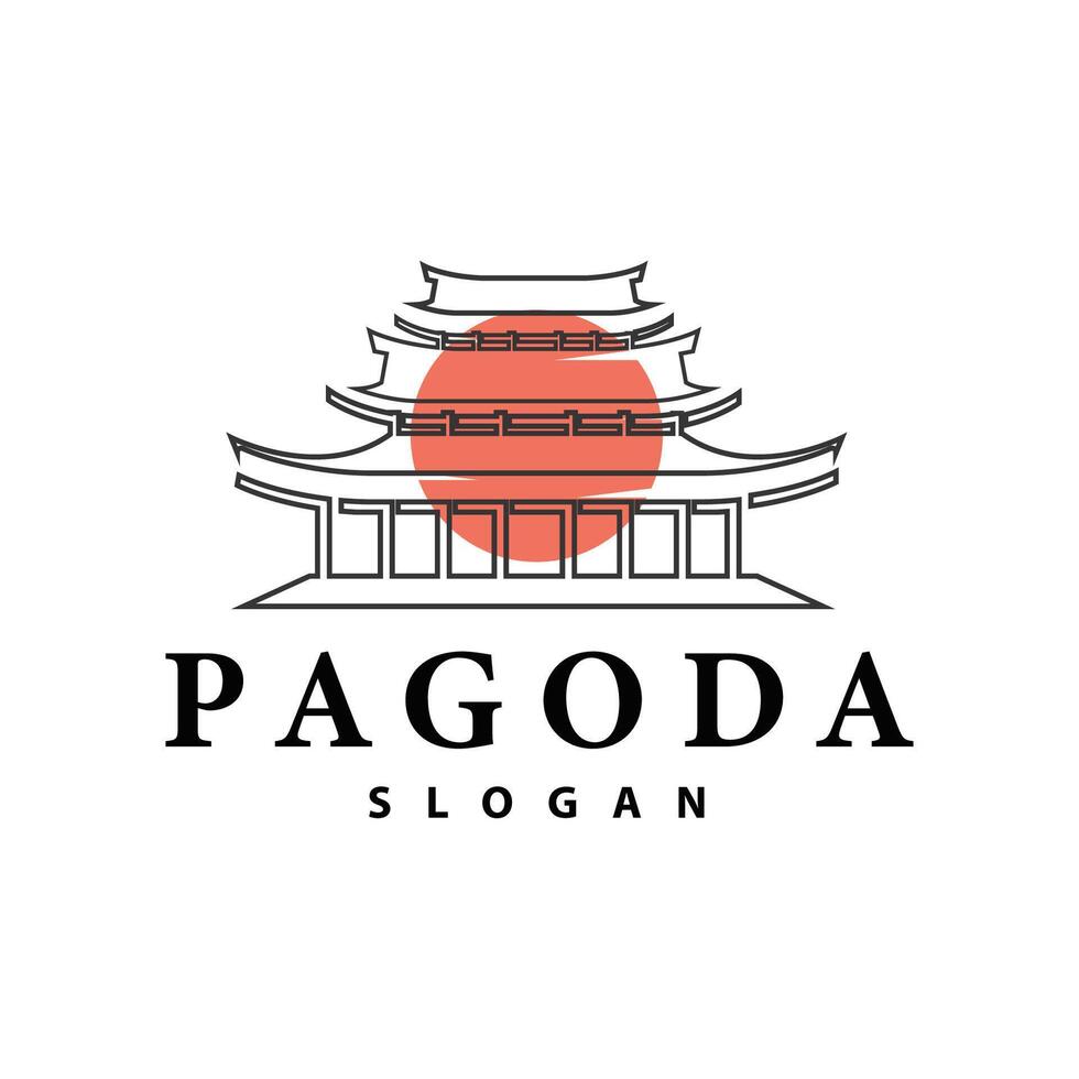 boeddhistisch cultuur gebouw pagode logo vector wijnoogst ontwerp gemakkelijk minimalistische illustratie