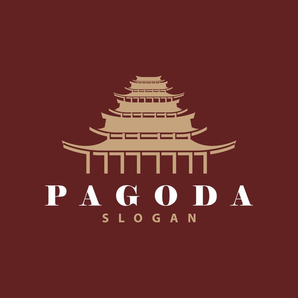 boeddhistisch cultuur gebouw pagode logo vector wijnoogst ontwerp gemakkelijk minimalistische illustratie