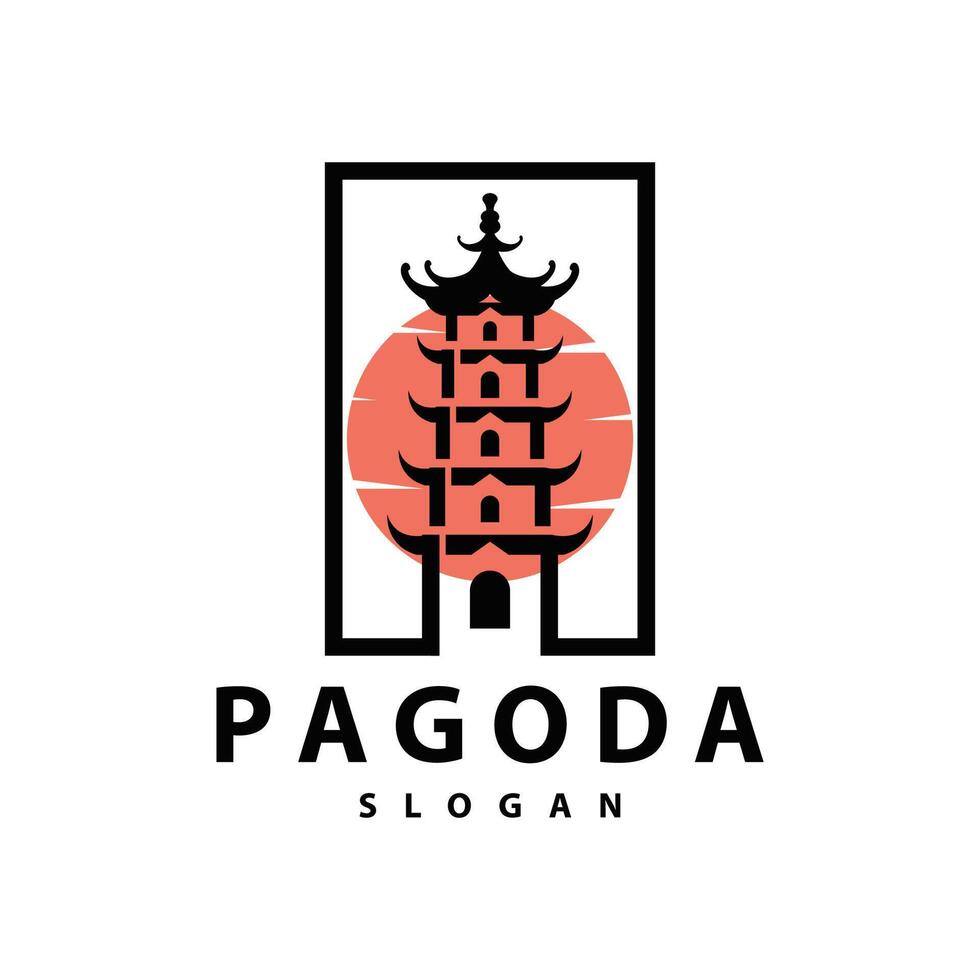 boeddhistisch cultuur gebouw pagode logo vector wijnoogst ontwerp gemakkelijk minimalistische illustratie