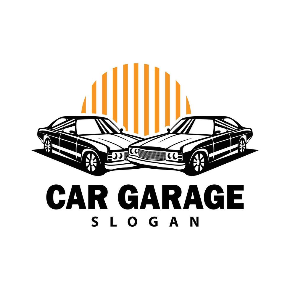 klassiek auto logo ontwerp insigne postzegel vector voertuig spier auto oud wijnoogst retro sjabloon illustratie