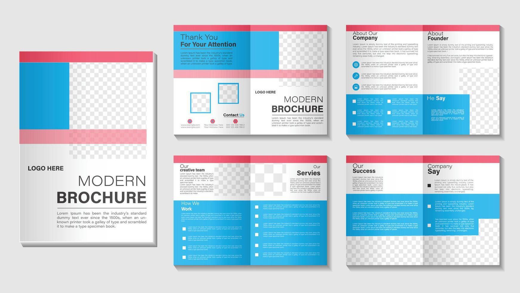 8 bladzijde brochure ontwerp sjabloon vector