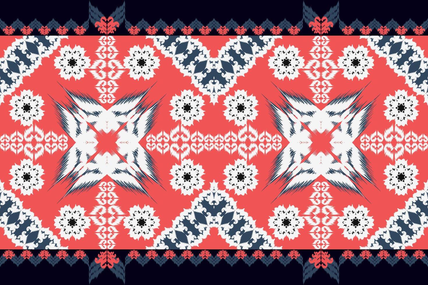 digitaal etnisch abstract, borduurwerk, paisley, wit bloem motief Aan traditioneel rood achtergrond. ontworpen voor tapijten, zijde, sjaals, decoraties, kussens, lap. vector
