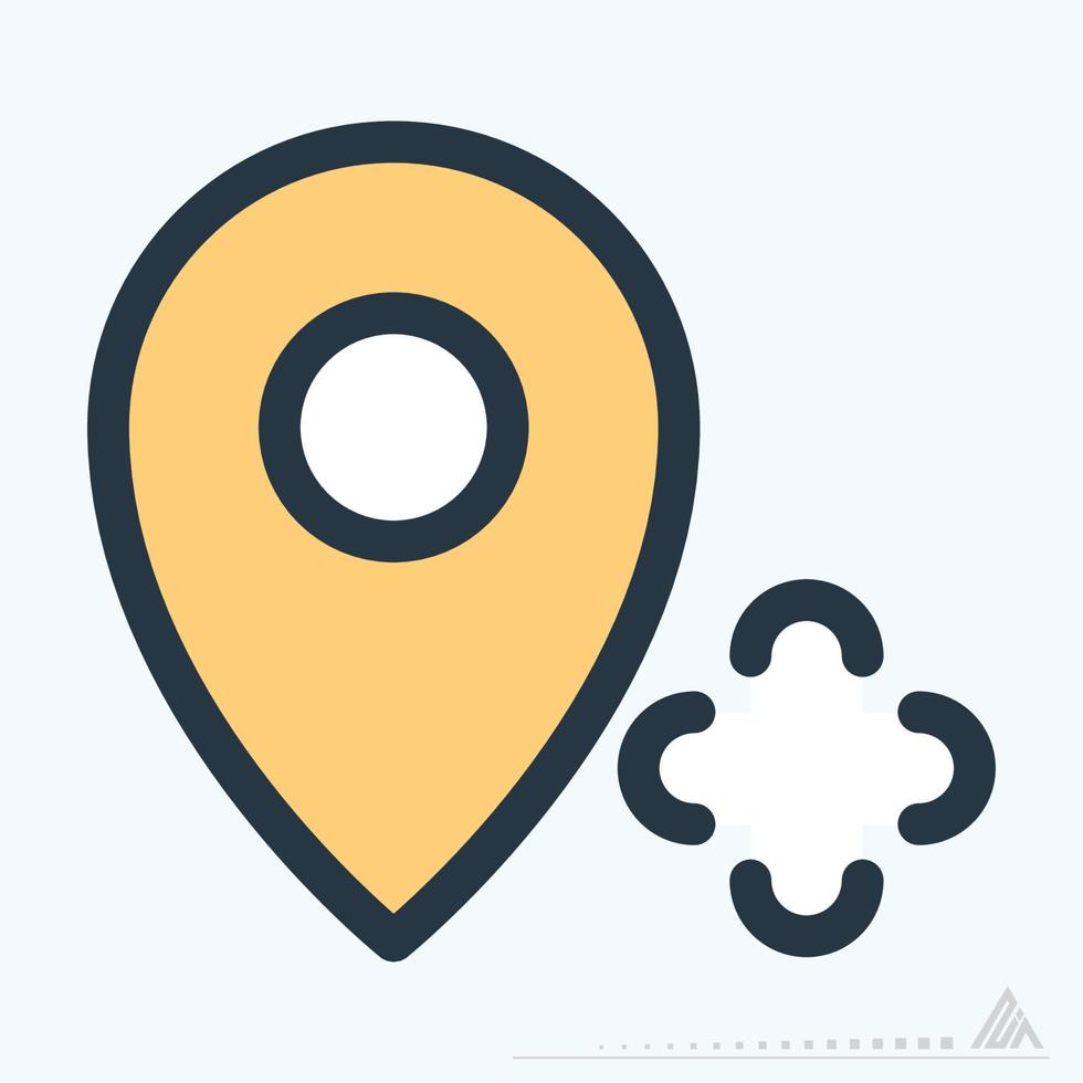 pictogram gps toevoegen - kleurlijn knippen stijl vector