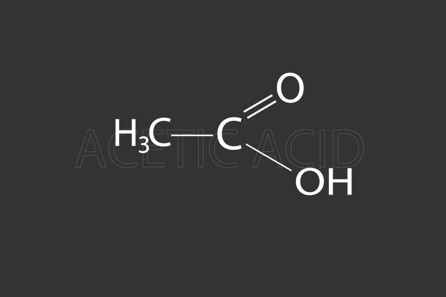 azijnzuur zuur moleculair skelet- chemisch formule vector