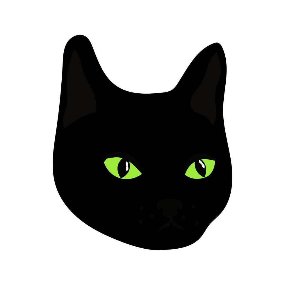 zwart kat hoofd met groen ogen icoon vector illustratie
