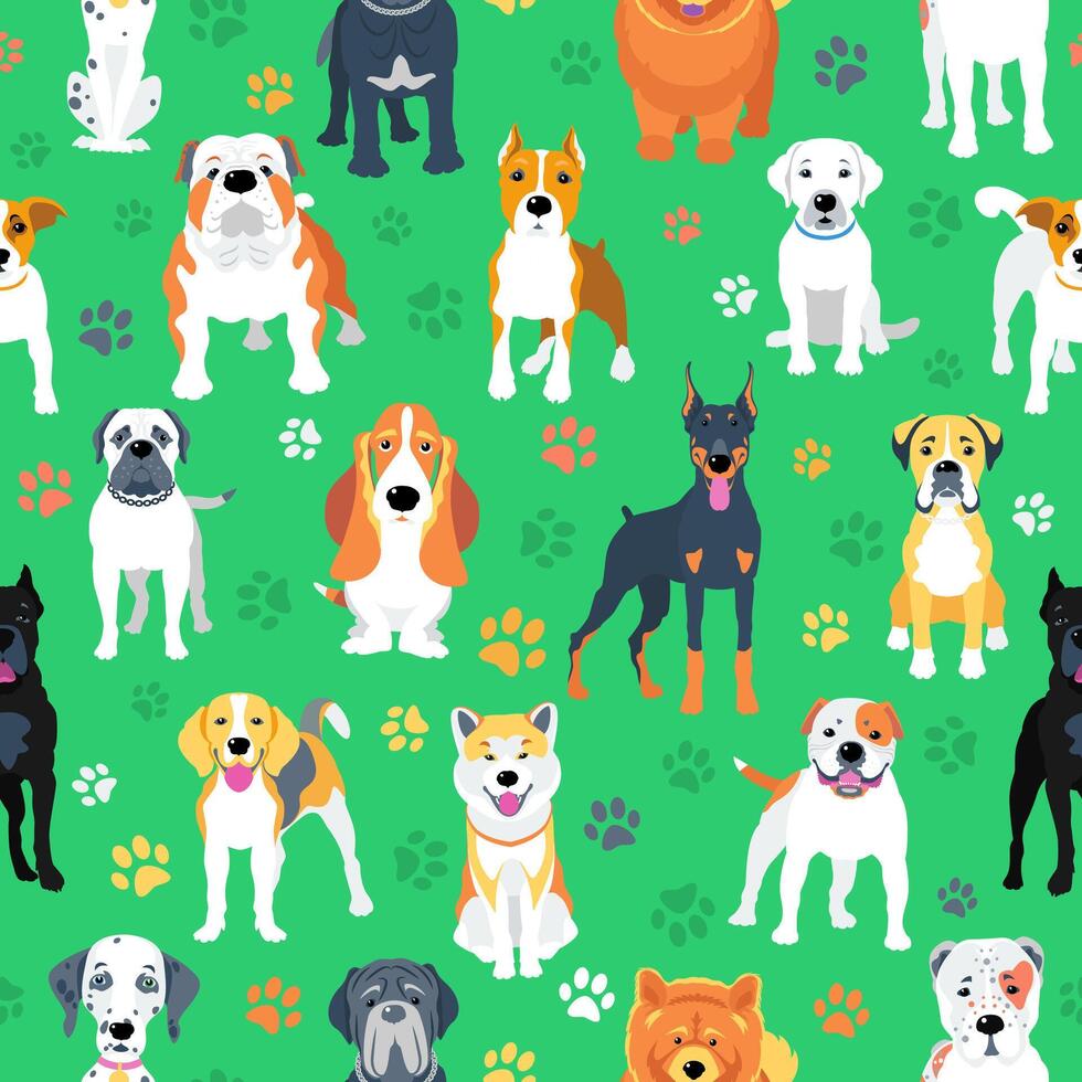 naadloos patroon met honden vlak ontwerp vector
