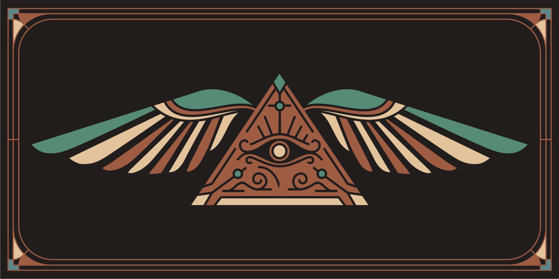 oog van horus met heilig scarabee Vleugels muur kunst ontwerp in schets ontwerp. egytisch kunst ontwerp illustratie behang vector