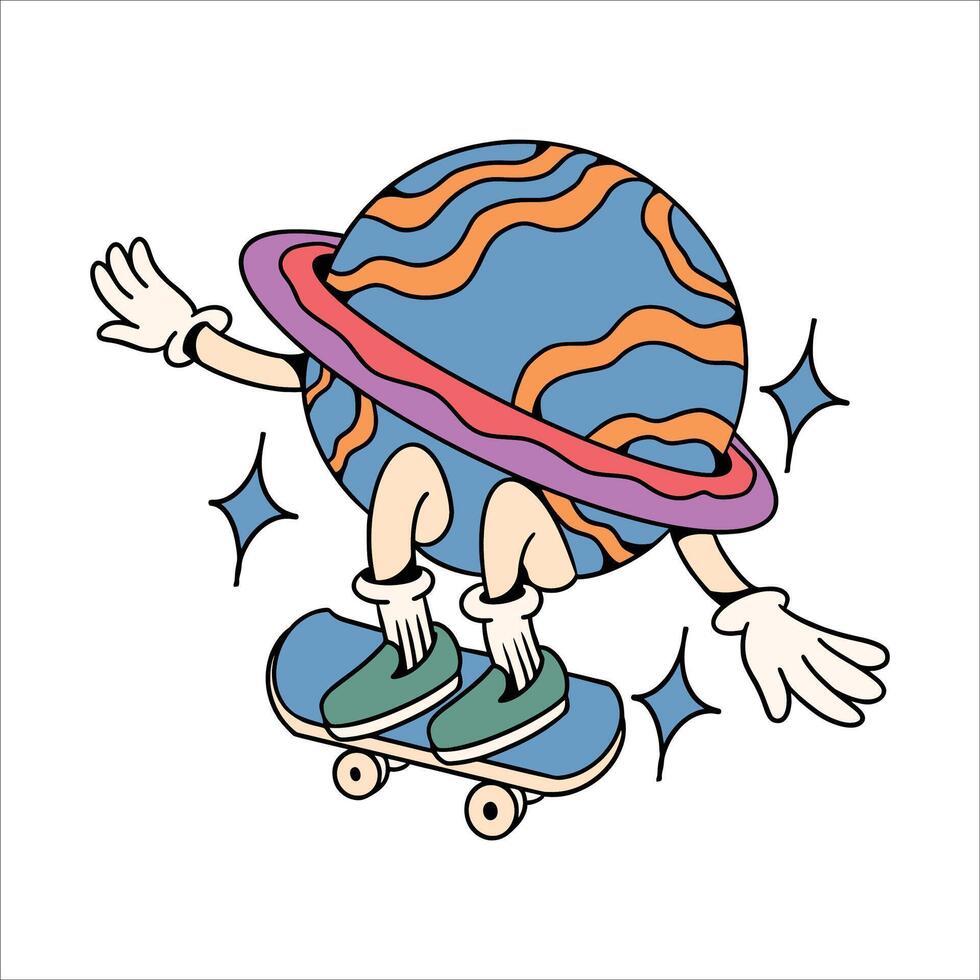 skateboarden planeet tekenfilm vector ontwerp