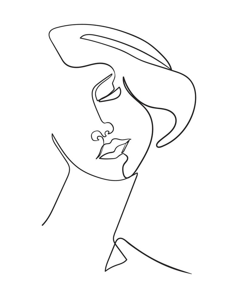 een lijn tekening gezicht. abstract vrouw portret. modern minimalisme kunst. - vector illustratie