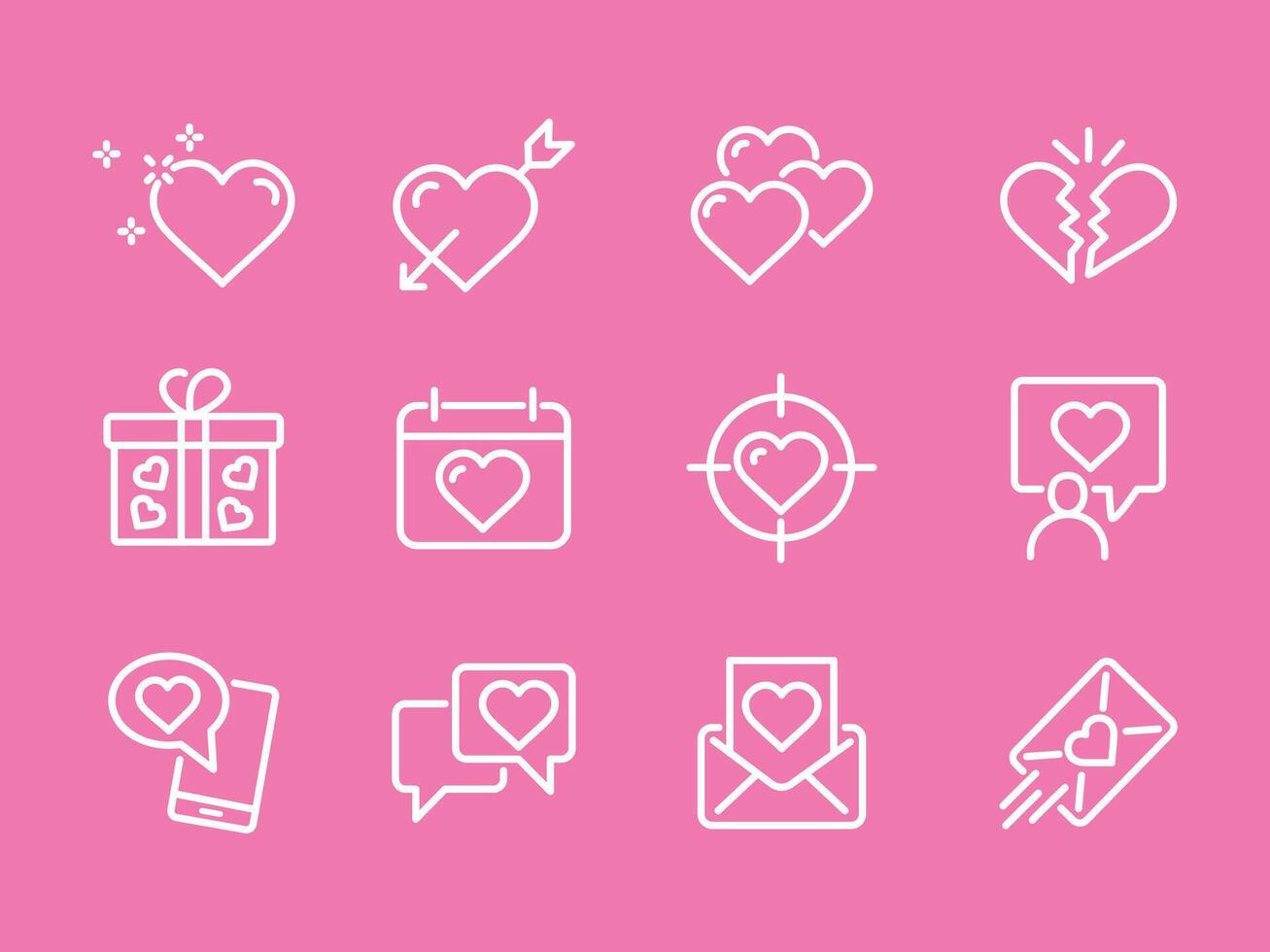icoon reeks voor Valentijnsdag dag met roze achtergrond vector