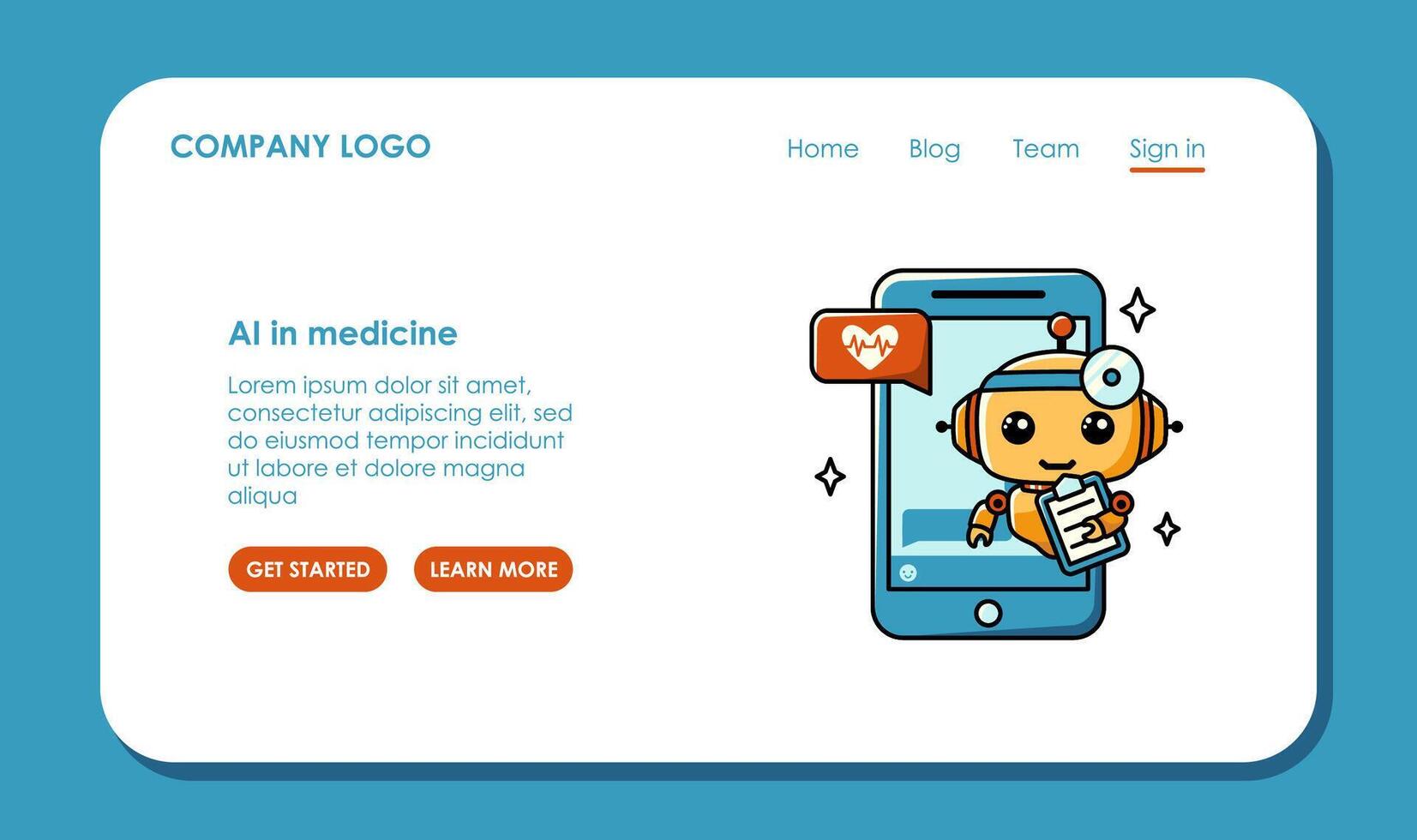 web bladzijde ontwerp over gebruik makend van ai in geneesmiddel. babbelen bot assistent voor online toepassingen. vector
