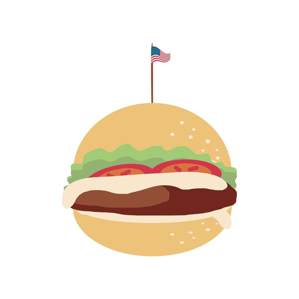 Amerikaanse vlag op hamburger vector