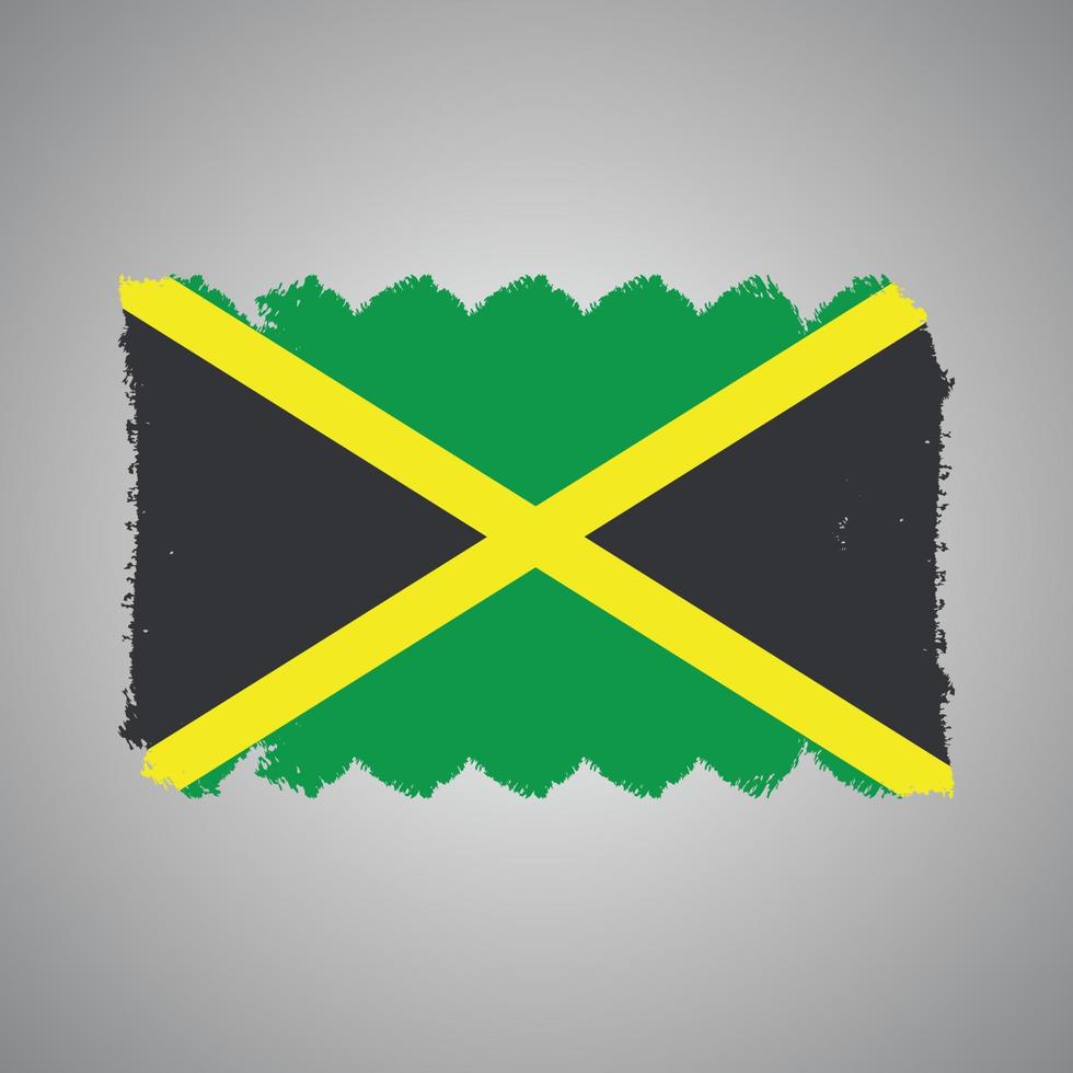 Jamaica vlag met aquarel geschilderd penseel vector