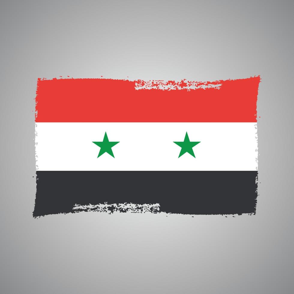 vlag van syrië met aquarel geschilderd penseel vector