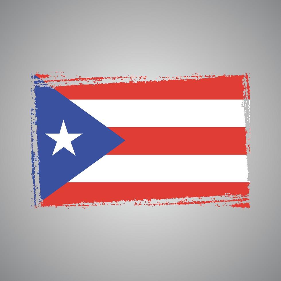 Puerto Rico vlag met aquarel geschilderd penseel vector