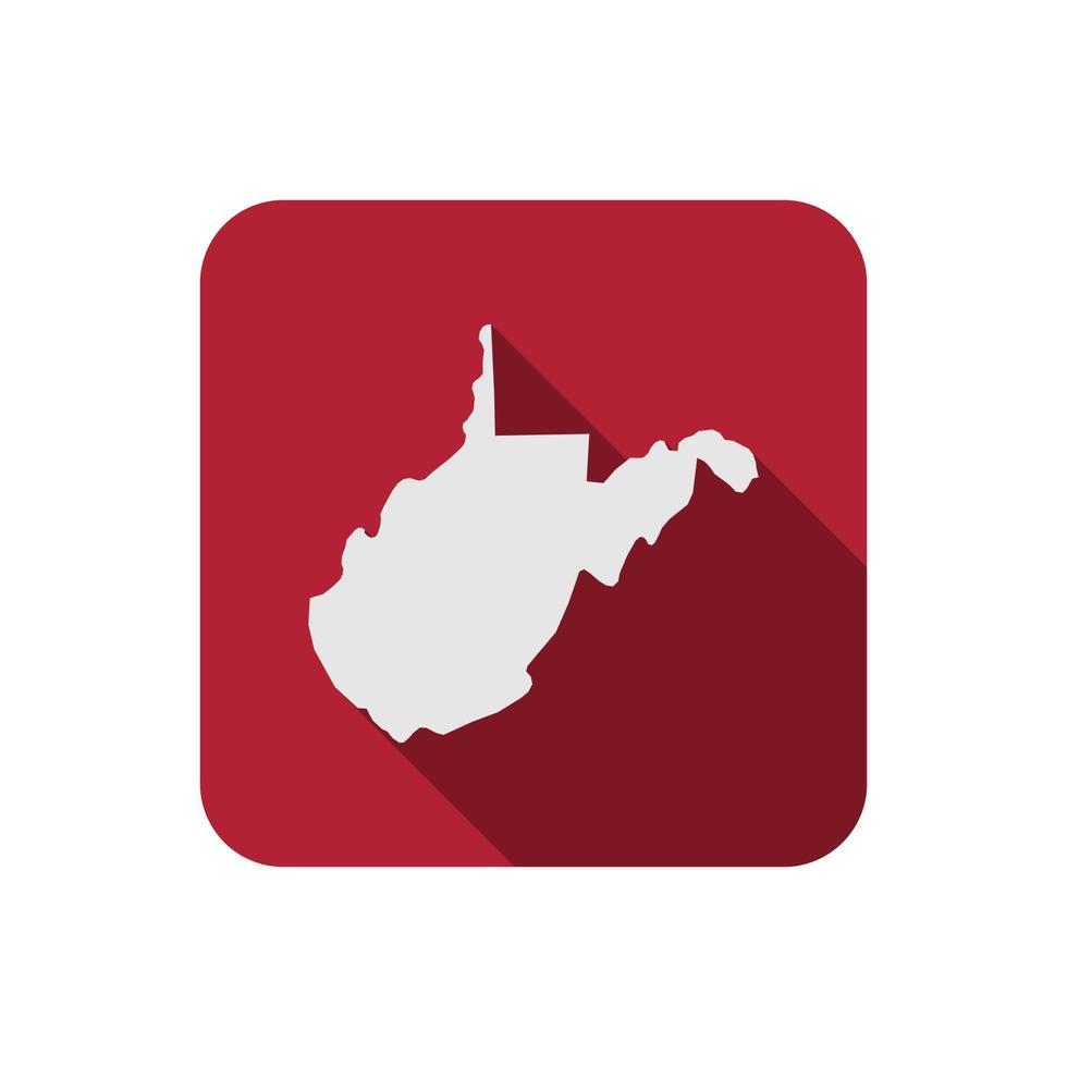 West Virginia staatskaart vierkant met lange schaduw vector