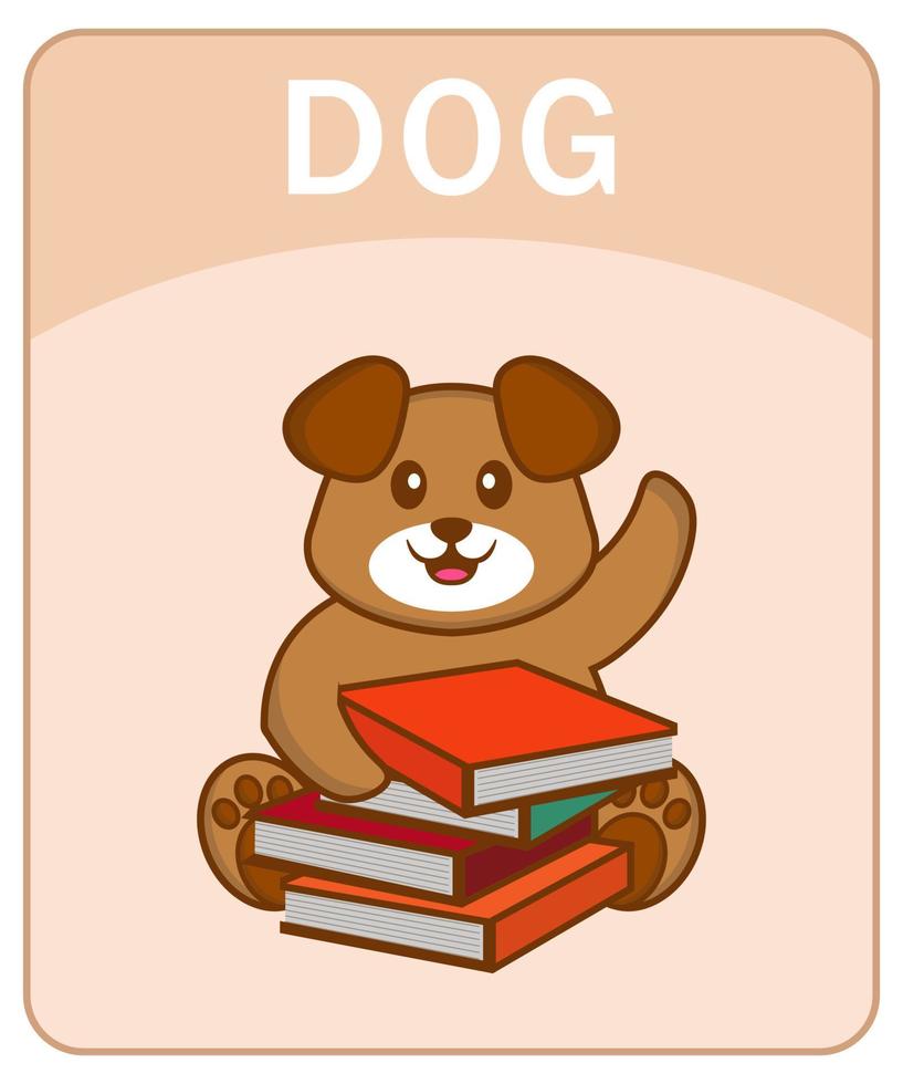 alfabet flashcard met schattige hond stripfiguur. vector