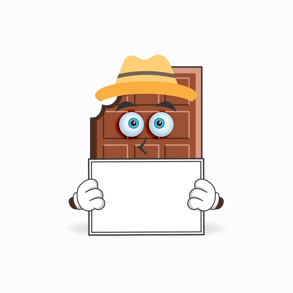 chocolade mascotte karakter met een wit bord. vector illustratie