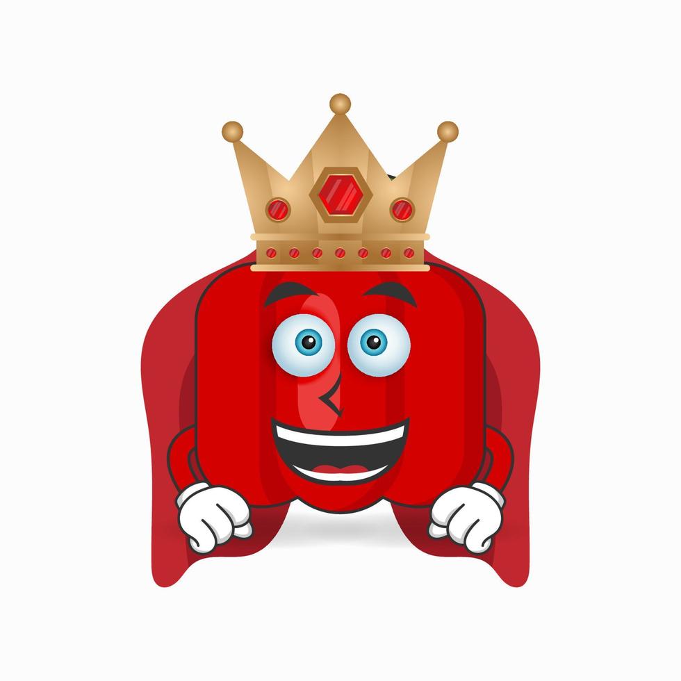 het karakter van de rode paprika-mascotte wordt een koning. vector illustratie