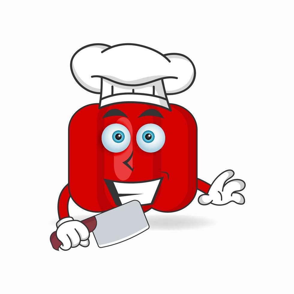 het karakter van de rode paprika-mascotte wordt een chef-kok. vector illustratie