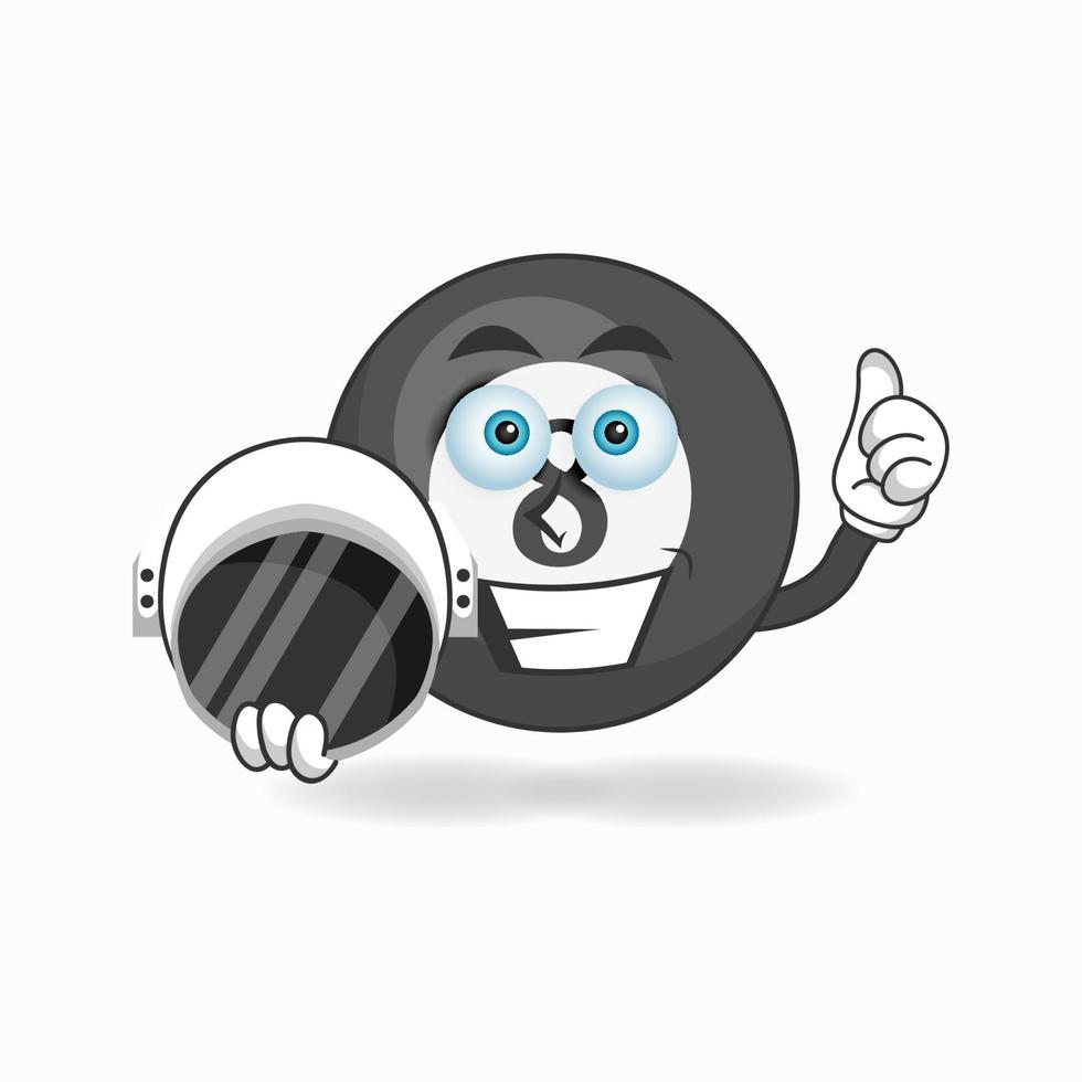 het karakter van de biljartbalmascotte wordt een astronaut. vector illustratie