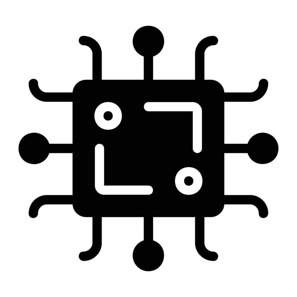 microchip glyph icoon achtergrond wit vector