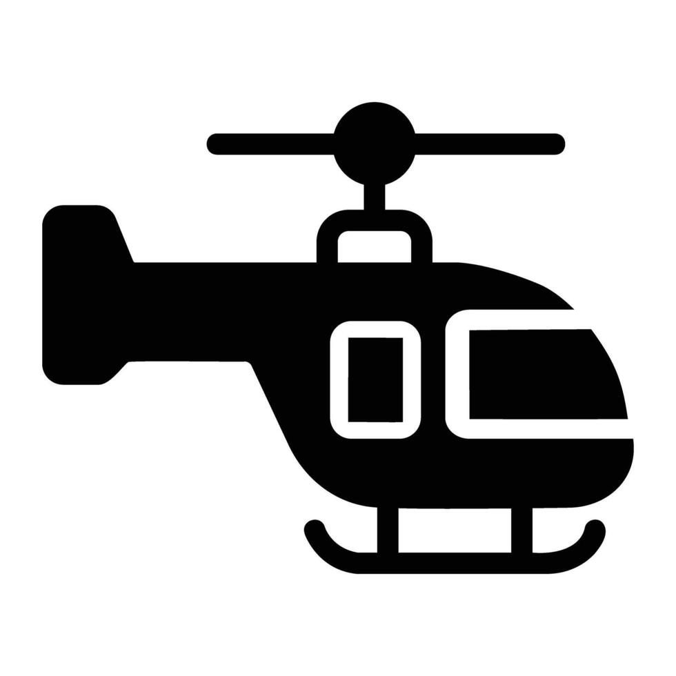 helikopter glyph icoon achtergrond wit vector