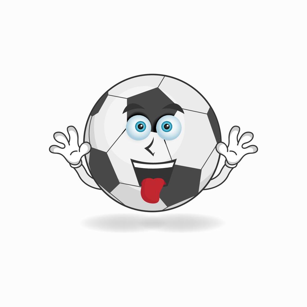 voetbal mascotte karakter met lachende uitdrukking en stekende tong. vector illustratie