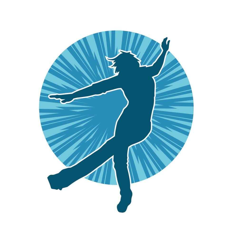 silhouet van een vrouw danser in actie houding. silhouet van een slank vrouw in dansen houding. vector