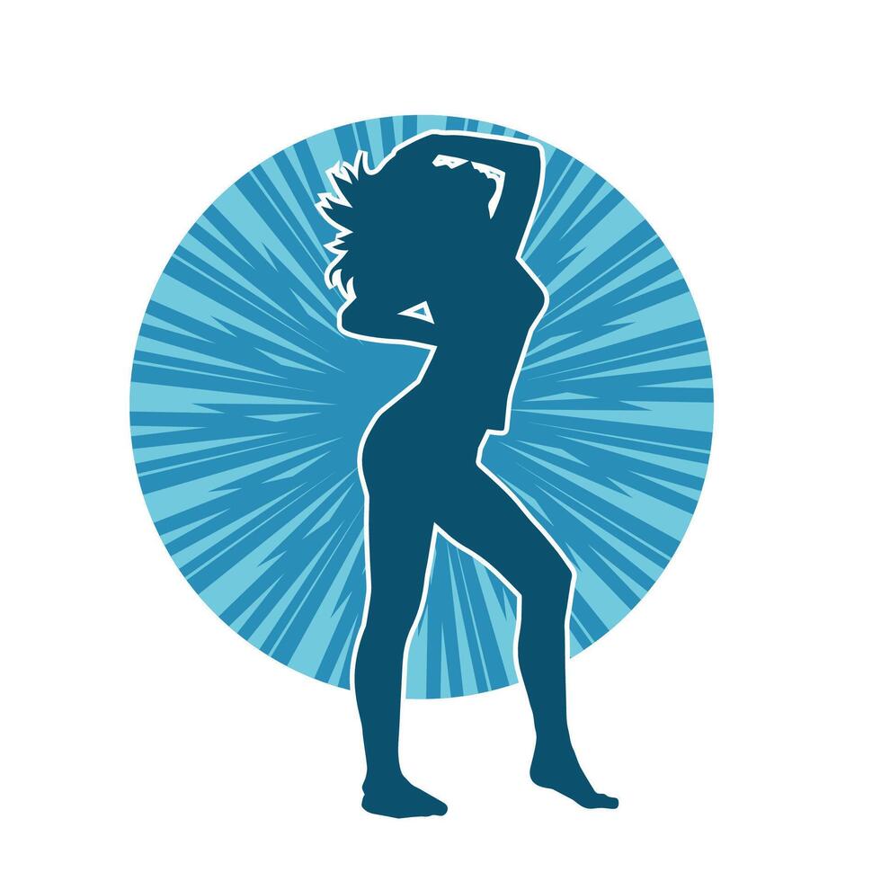 silhouet van een vrouw danser in actie houding. silhouet van een slank vrouw in dansen houding. vector