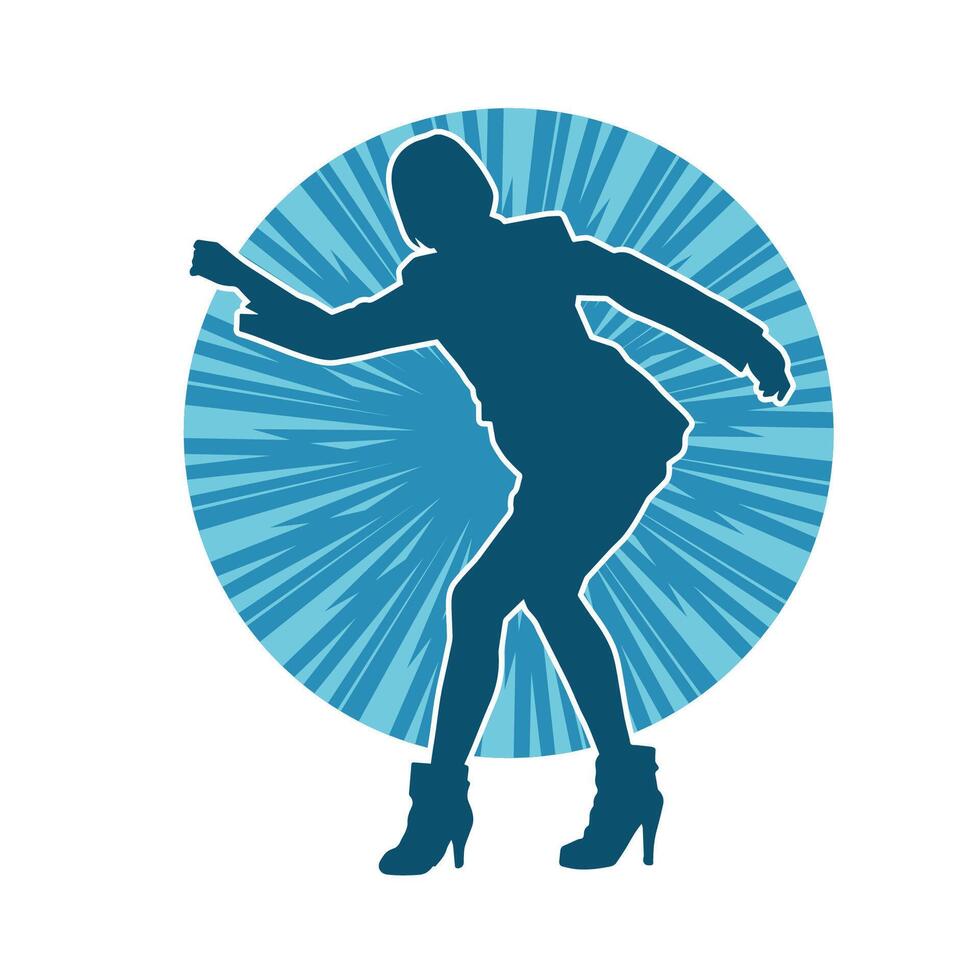 silhouet van een vrouw danser in actie houding. silhouet van een slank vrouw in dansen houding. vector