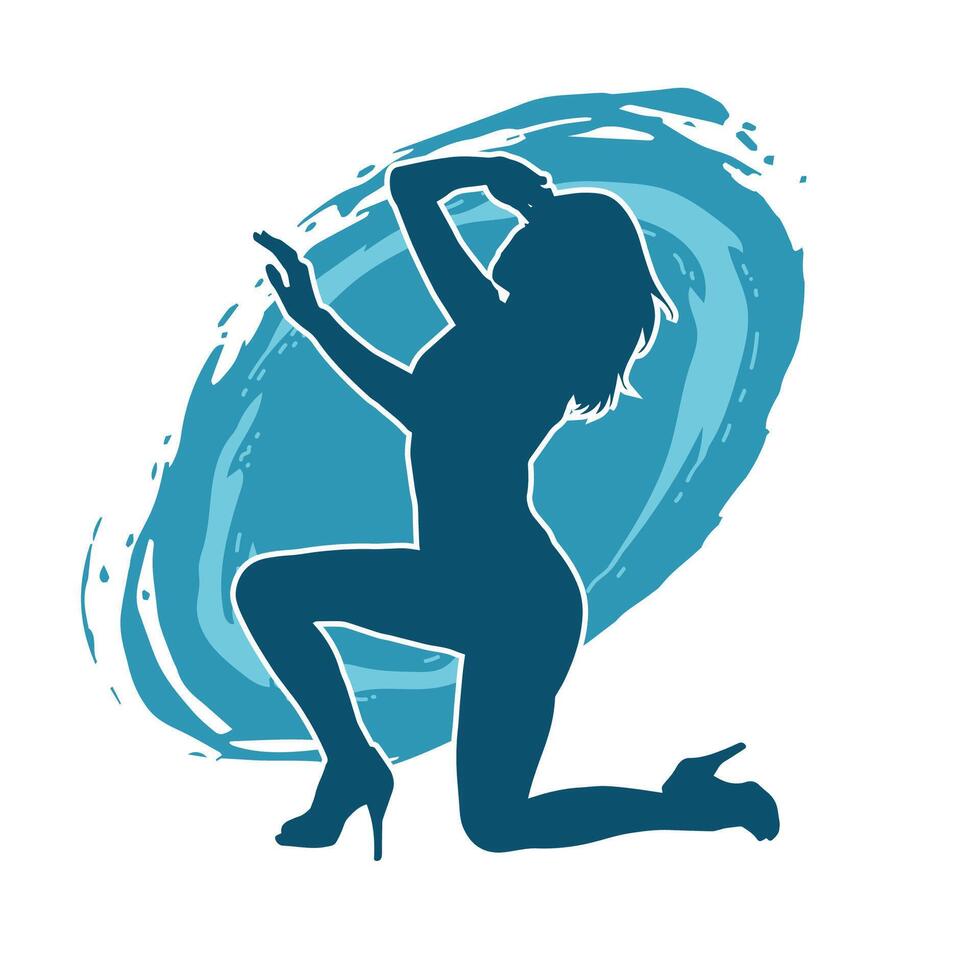 silhouet van een vrouw danser in actie houding. silhouet van een slank vrouw in dansen houding. vector