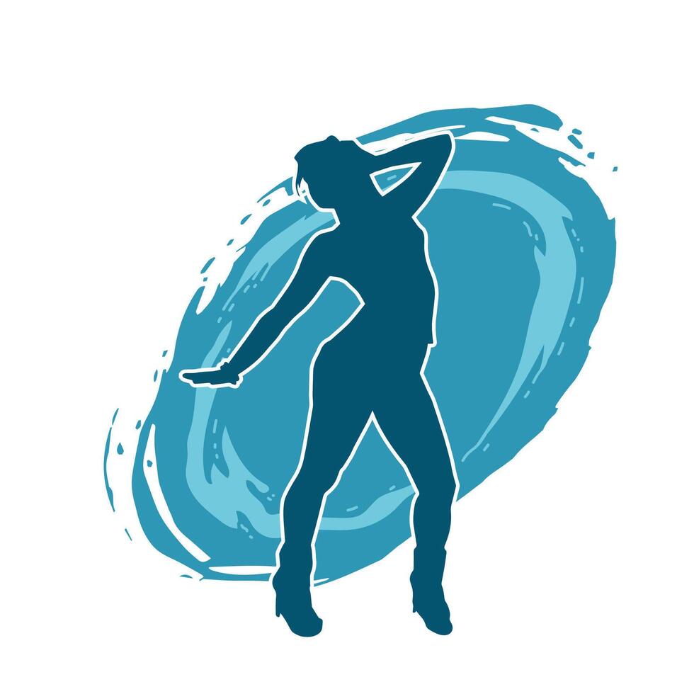 silhouet van een vrouw danser in actie houding. silhouet van een slank vrouw in dansen houding. vector