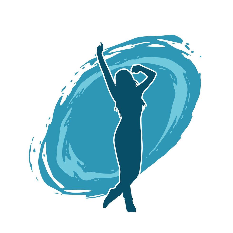 silhouet van een vrouw danser in actie houding. silhouet van een slank vrouw in dansen houding. vector